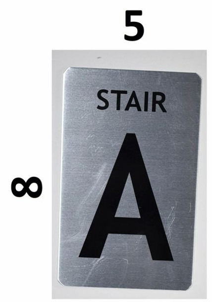 SIGNS Stair A Sign (Brush Aluminium, 5X8)-The