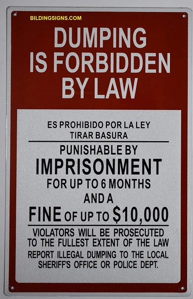 Dumping is Forbidden by Law Sign