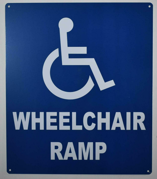 SIGNS Wheelchair Accessible Ramp SIGN (Blue,Aluminium, 12x14)-The