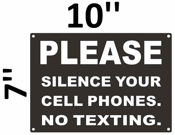 Please Silence Your Silent Cell Phones Sign Black,