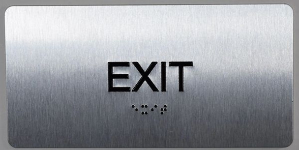 SIGNS EXIT Sign Silver-Tactile Touch Braille Sign