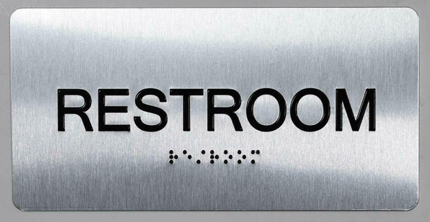 SIGNS Restroom Sign Silver -Tactile Touch Braille