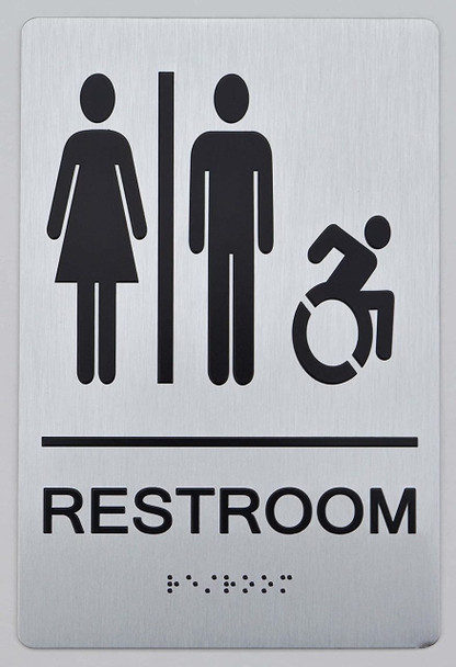 UNISEX ACCESSIBLE RESTROOM ADA Sign -Tactile