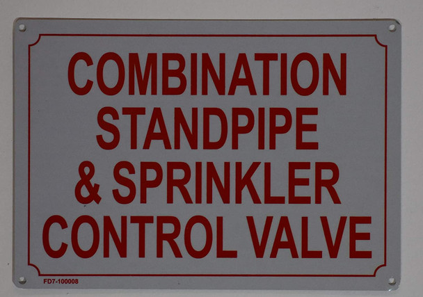 Fire Department Sign- Combination Standpipe & Sprinkler Control Valve