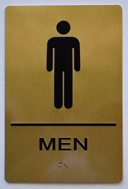 Men Restroom Gold Sign ,