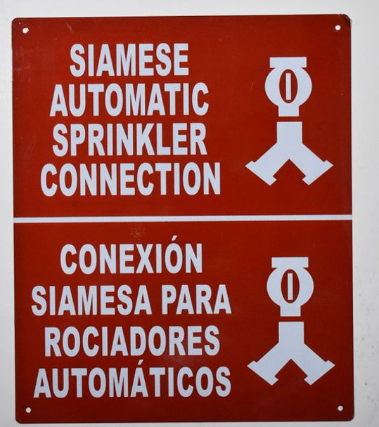 Sign  SIAMESE AUTOMATIC SPRINKLER CONNECTION