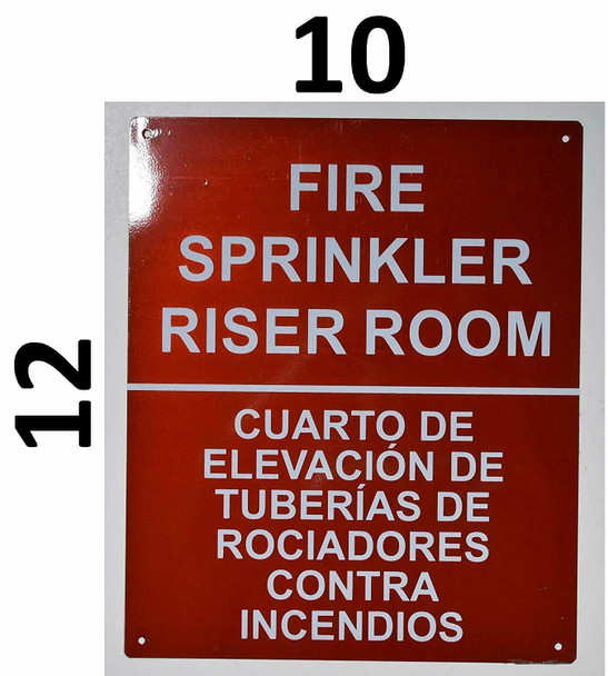 SIGNS FIRE Sprinkler Riser Room Bilingual Sign