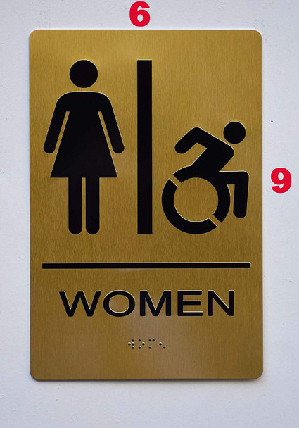 Women ACCESSIBLE Restroom Sign Gold ,