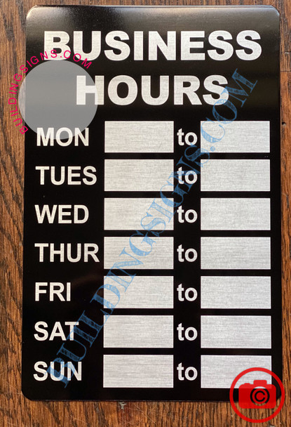 BUSINESS HOURS SIGN