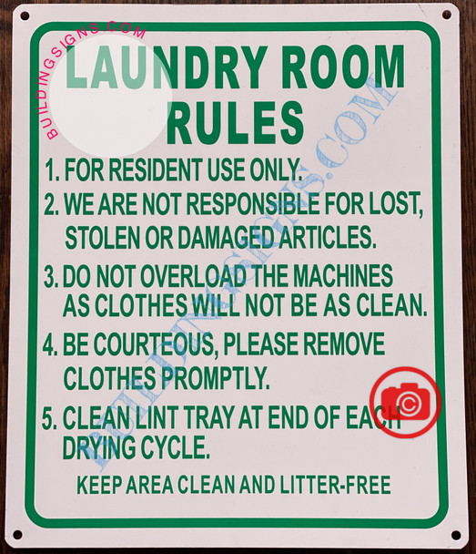 LAUNDRY ROOM RULES SIGN