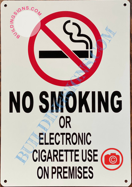 NO SMOKING OR ELECTRONIC CIGARETTE USE ON PREMISES SIGN