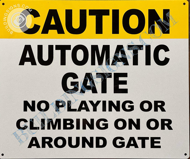 HPD Caution Automatic Gate NO Playing OR Climbing ON OR Around GATE