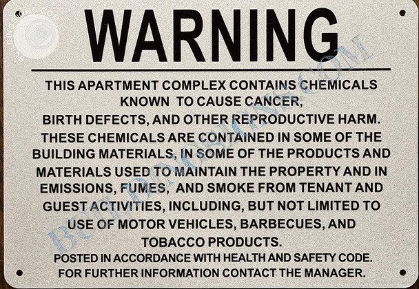Sign Warning This Apartment Complex Contains Chemicals Known to Cause Cancer  -Prop 65
