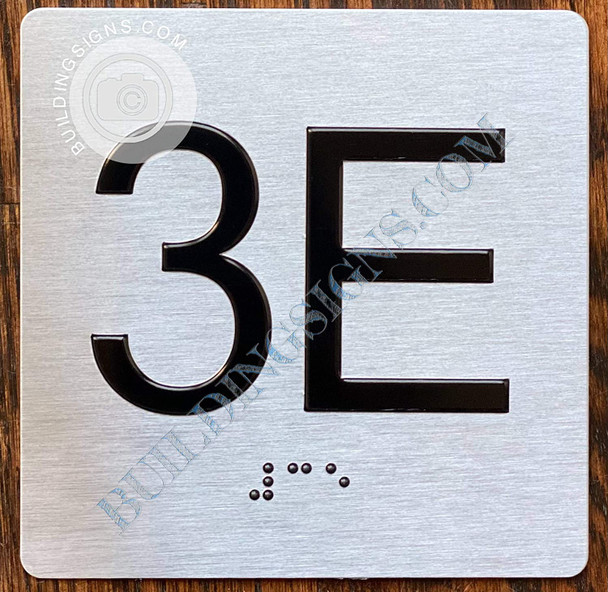 Signage Apartment Number 3E  with Braille and Raised Number