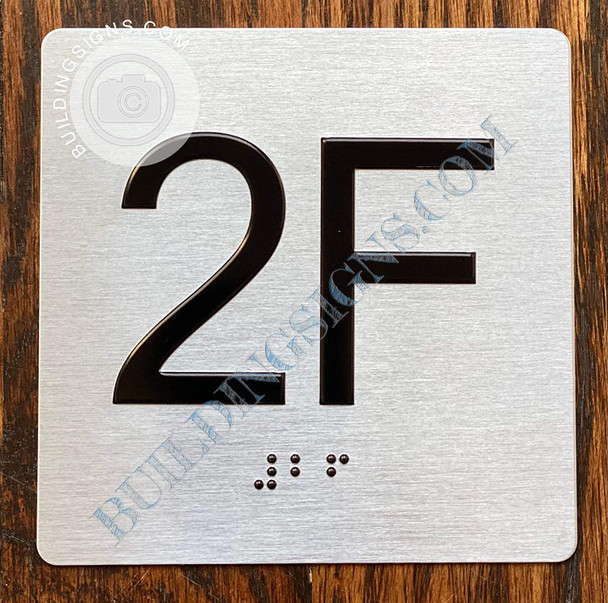 Apartment Number 2F  with Braille and Raised Number