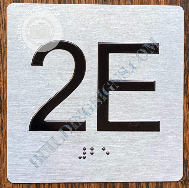 Apartment Number 2E  with Braille and Raised Number