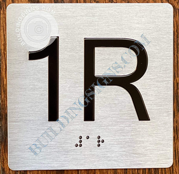 Sign Apartment Number 1R  with Braille and Raised Number