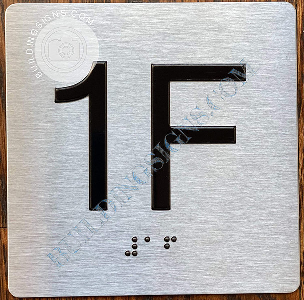 Sign Apartment Number 1F  with Braille and Raised Number