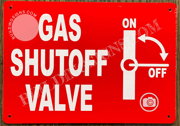 Gas Shut-Off Valve Signage with Symbol
