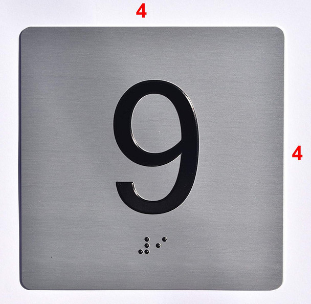 Apartment Number 9  with Braille and Raised Number