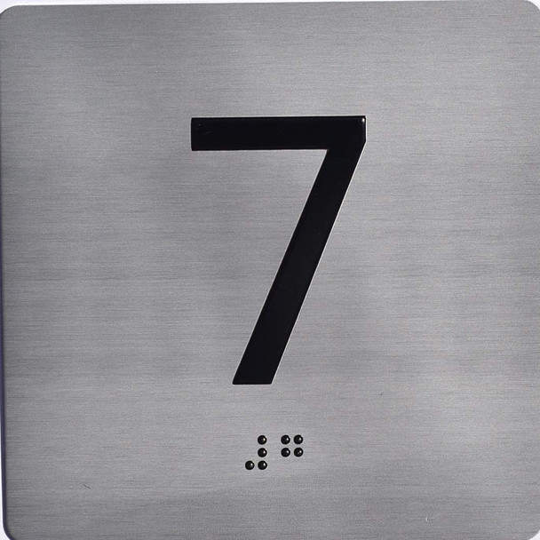 Apartment Number 7 Sign with Braille and Raised Number