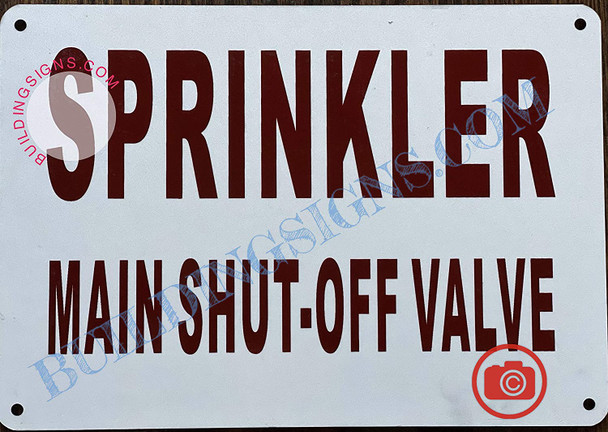 Signage Sprinkler Main Shut-Off Valve
