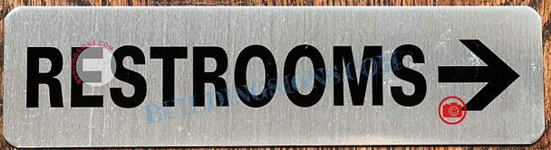 Restroom Right Arrow Sign