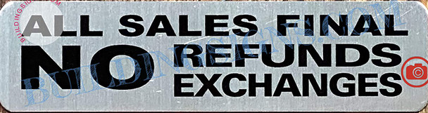 All Sale Final NO Refund NO Exchange Signage