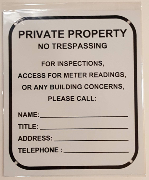 HPD  Private Property - NO TRESPASSING for Inspection, Access, Meter Reading OR Any Building CONCERNS Please Call