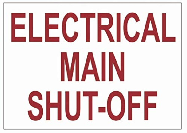 Electrical Main Shut-Off Label Singange