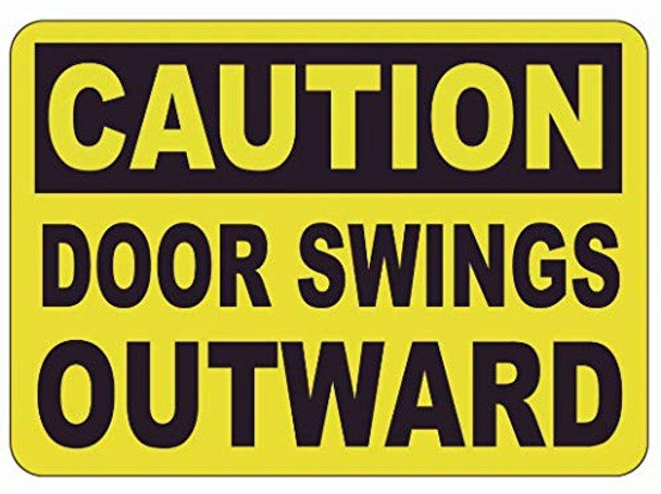 Sign Caution Door Wings Outward Label Decal Sticker