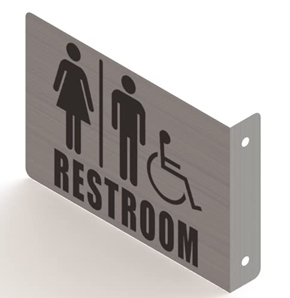 Restroom ACCESSABLE Projection Sign-ACCESSABLE Restroom 3D Sign Brush Aluminium,