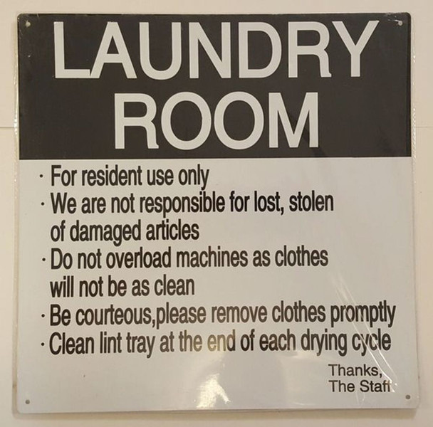 SIGNS LAUNDRY ROOM RULES SIGN