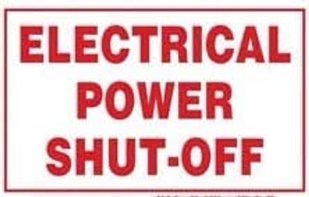 Hpd ELECTRICAL POWER SHUT-OFF Label Decal Sticker