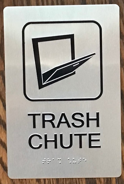 Trash Chute Sign -Braille Sign with Raised Tactile Graphics and Letters