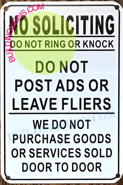 No soliciting -do not ring or knock sign