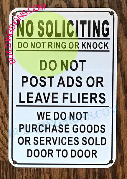 Sign No soliciting -do not ring or knock