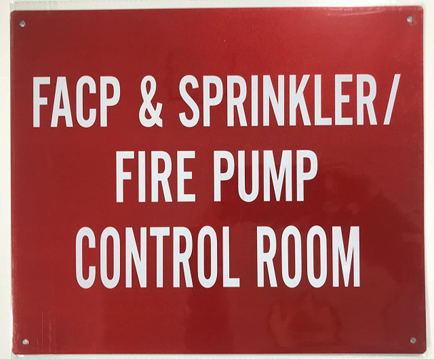 Sprinkler FIRE Pump Control Room Sign- RED -