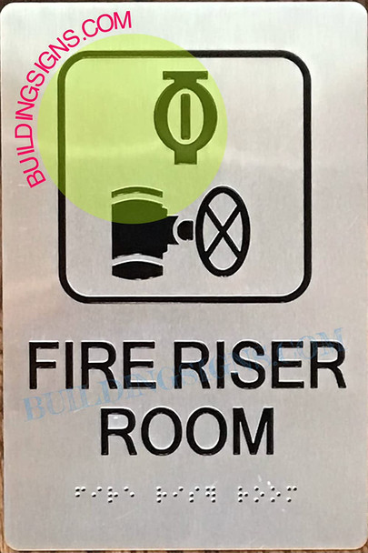 Sign FIRE Riser Room  -Braille  with Raised Tactile Graphics and Letters