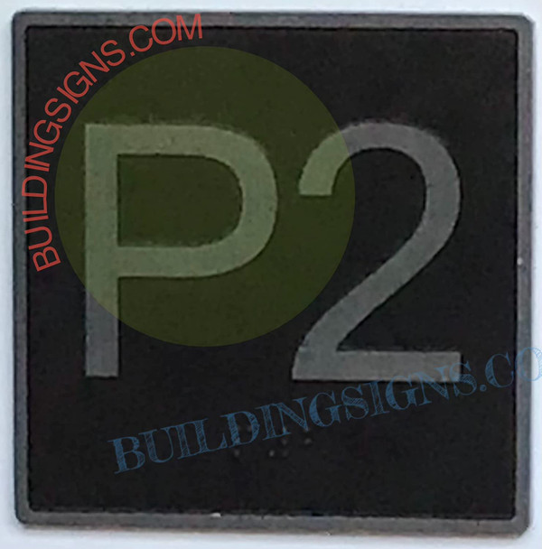 ELEVATOR FLOOR NUMBER P2 SIGN- ELEVATOR JAMB PLATE FLOOR parking 2 SIGN