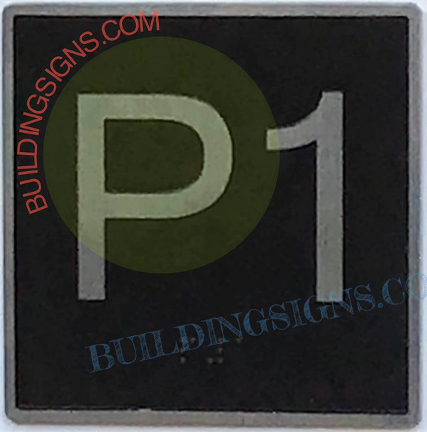 ELEVATOR FLOOR NUMBER P1 SIGN- ELEVATOR JAMB PLATE FLOOR parking 1 SIGN