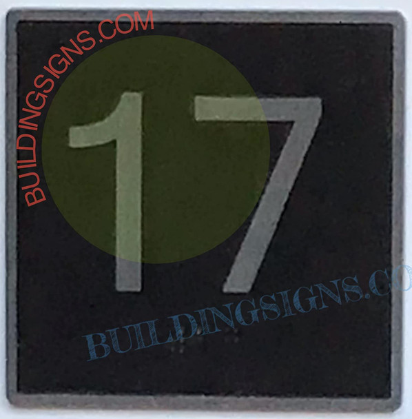 SIGNAGE ELEVATOR FLOOR NUMBER 17 SIGNAGE- ELEVATOR JAMB PLATE FLOOR 17