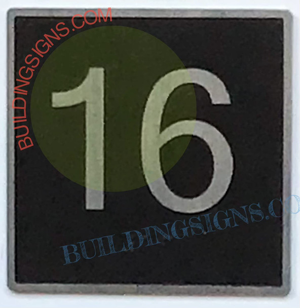 ELEVATOR FLOOR NUMBER 16 - ELEVATOR JAMB PLATE FLOOR 16