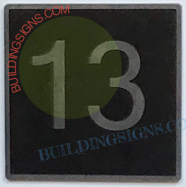 SIGNAGE ELEVATOR FLOOR NUMBER 13 SIGNAGE- ELEVATOR JAMB PLATE FLOOR 13