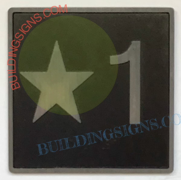 SIGN ELEVATOR FLOOR NUMBER STAR 1 SIGN- ELEVATOR JAMB PLATE FLOOR STAR 1