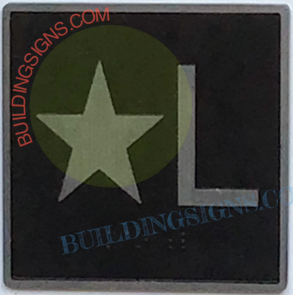 ELEVATOR FLOOR NUMBER STAR L SIGN- ELEVATOR JAMB PLATE FLOOR STAR L SIGNAGE