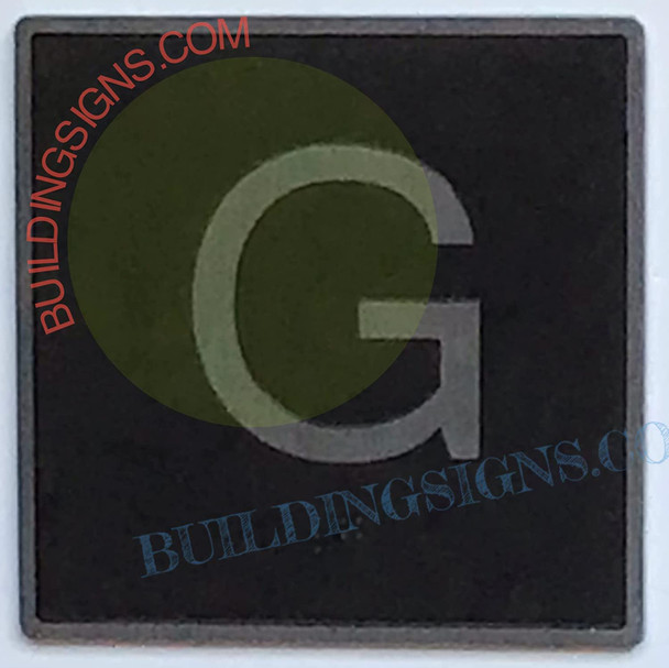 ELEVATOR FLOOR NUMBER G SIGN- ELEVATOR JAMB PLATE FLOOR G SIGN