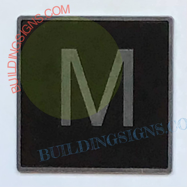 ELEVATOR FLOOR NUMBER M SIGN- ELEVATOR JAMB PLATE FLOOR M SIGN