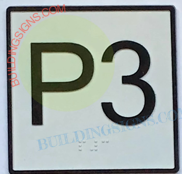 Elevator Floor Number P3 Sign- Elevator JAMB Plate Floor P3 SIGNAGE