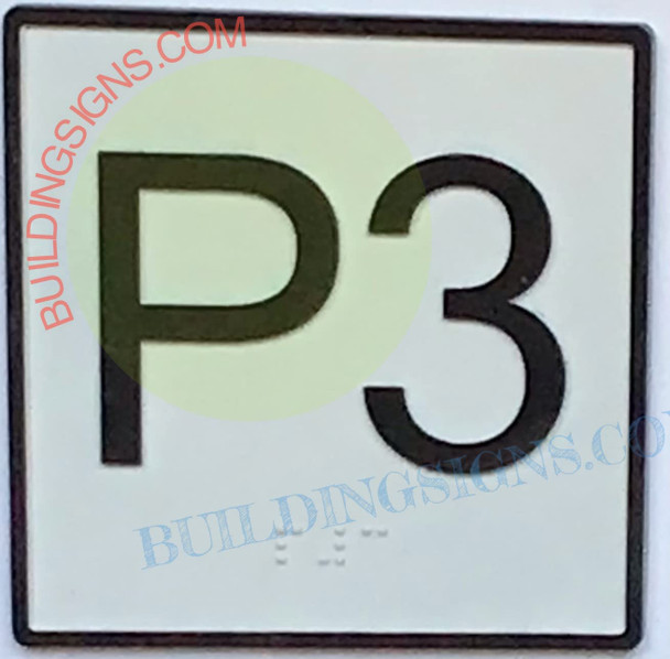 Elevator Floor Number P3 Sign- Elevator JAMB Plate Floor P3 Sign